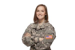 Military female with her arms crossed