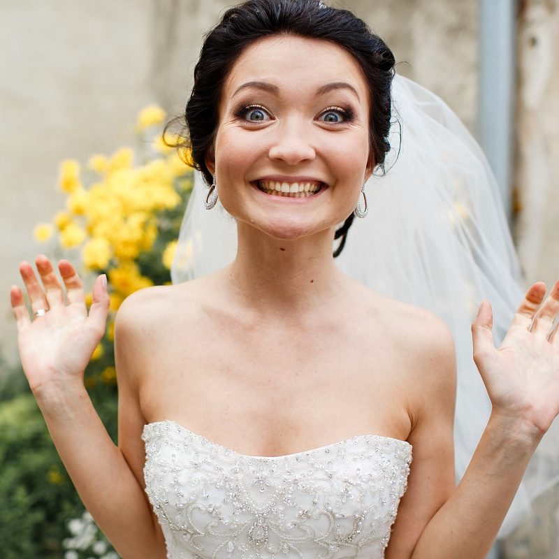 happy bride before wedding