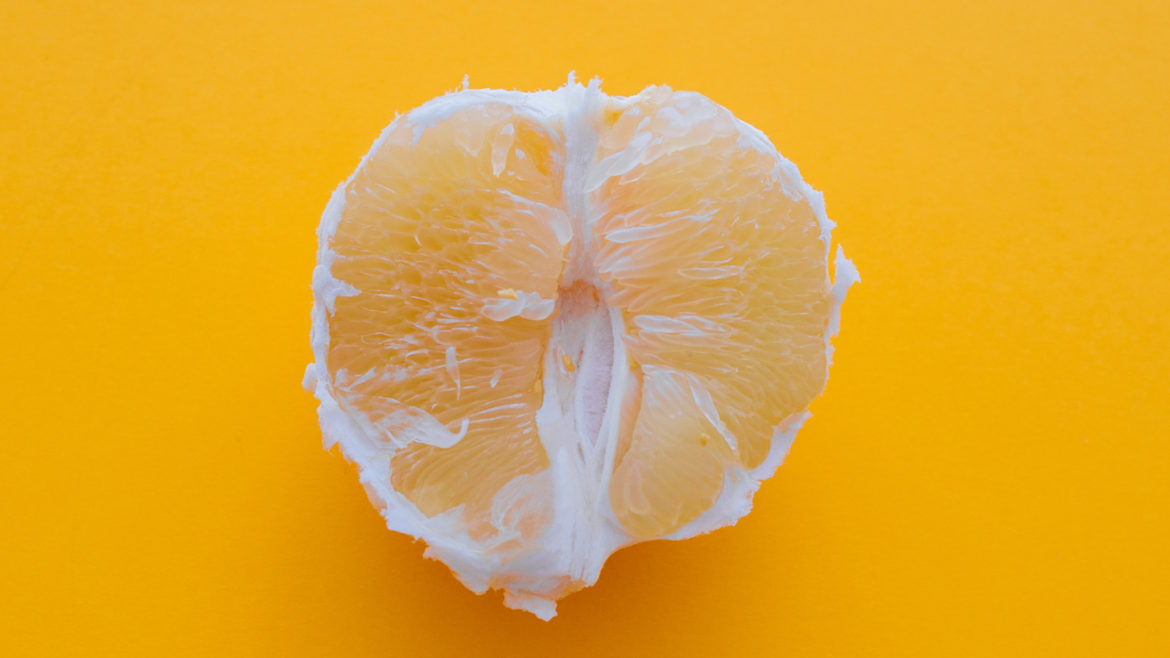 Orange half with orangish background