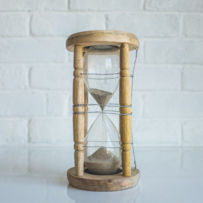 Hourglass timer on table