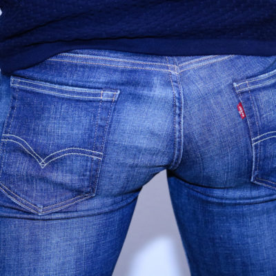 Close up of a woman's backside wearing Levi's jeans.