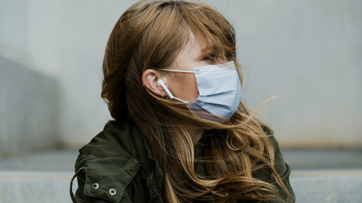 Woman wearing a mask during coronavirus outbreak